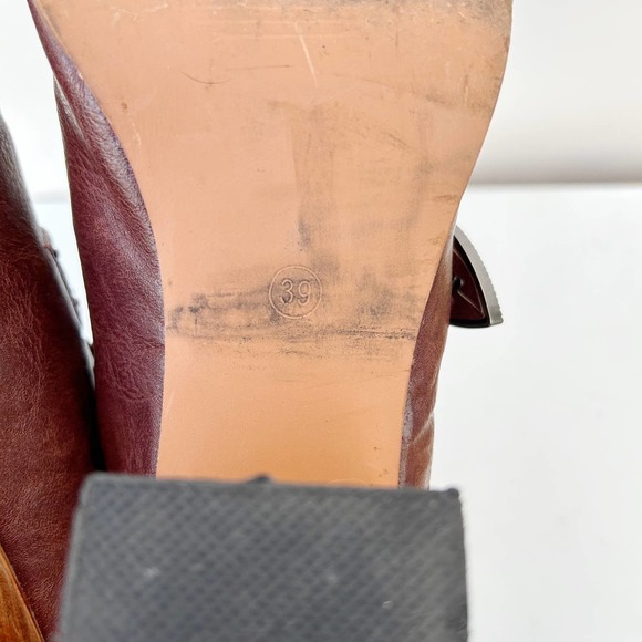 Freebird Violet Lookalikes Belt Buckle Chunky Block Heel Western Booties Size 7 - Picture 10 of 12